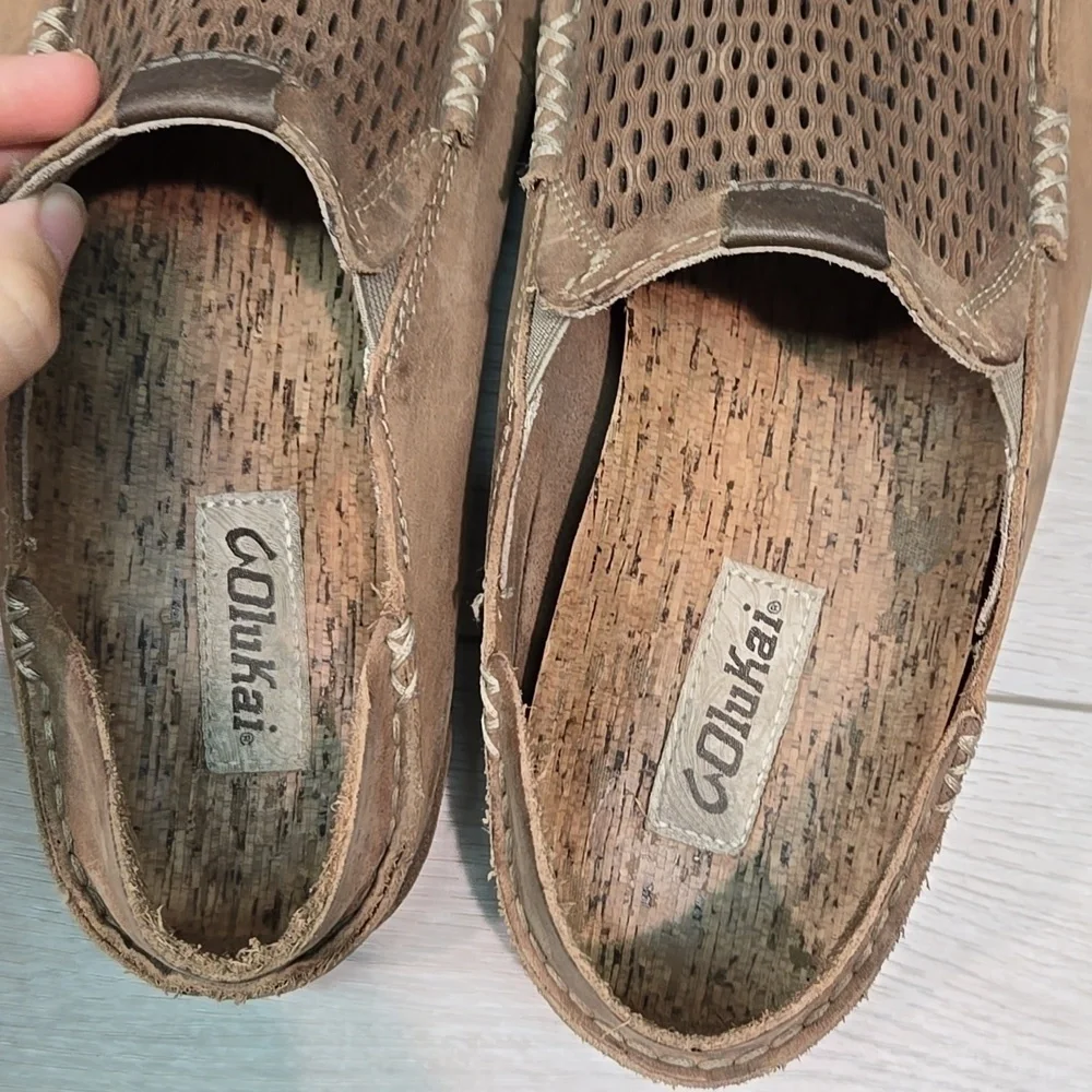 Olukai Mens Leather Loafer Slip on shoes sz 10.5